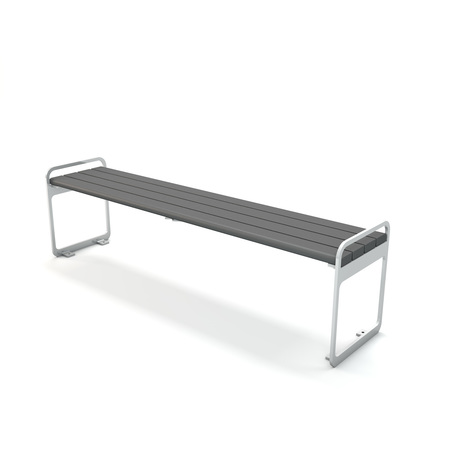 FROG FURNISHINGS Gray 6' Plaza Backless Bench with Silver Frame PB 6GRASFPLZBAC